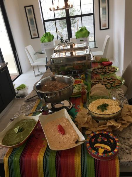 Mexican themed catered meal in home