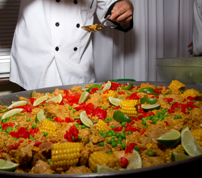 seasoned rice with corn and limes