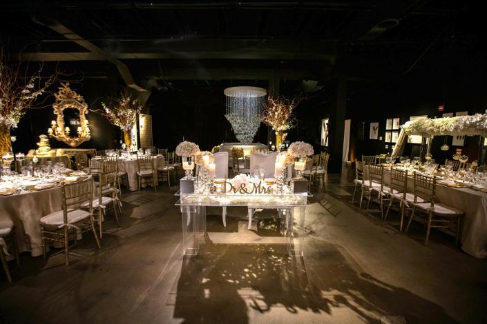 gold themed wedding reception