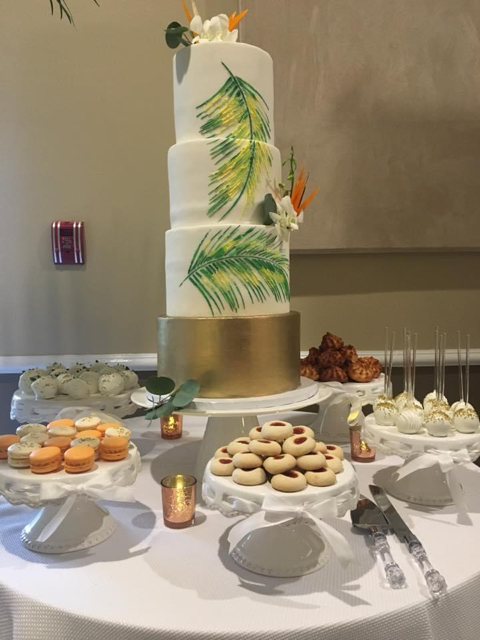 tropical wedding cake and desserts