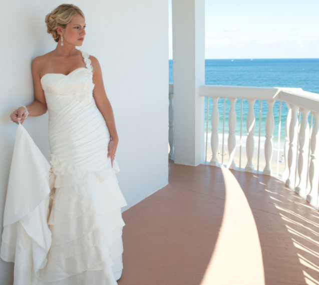 bride overlooking an ocean view