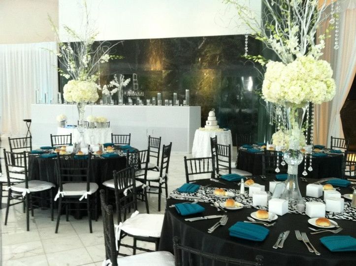 black and teal wedding reception